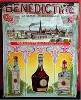 A VINTAGE BENEDICTINE LIQUEUR LITHOGRAPH PLACARD