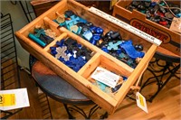 Wooden Hand Crafted Tray w/Epoxy Toys & Key Chains