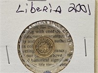 2001 Liberia Gold Coin   .5 Grams