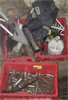 Crates of Ratchet Bits, Files, Tool Bag, and more
