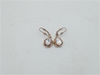 Sterling Leverback Wht Topaz Crystal Earrings