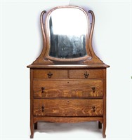 Furniture  Serpentine Front Dresser w/ Tilt Mirror
