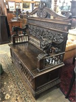 FRENCH CARVED SETTLE WITH LIFT UP SEAT