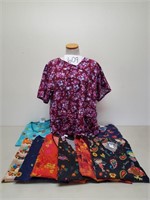 9 Fall & Thanksgiving-Themed Scrub Tops - Sz Large