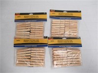 4-Pk 30-Pc Gold Tools Wooden Clothes Pins