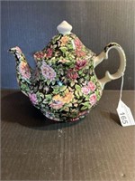 CHINTZ STYLE ENGLISH PORCELAIN TEAPOT 7.5 in x 9