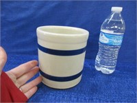 small blue striped utensil crock (5.5in tall)