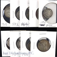 Various U.S. 90%-Silver Coins (9)