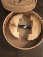 HAT MADE HAT STRETCHER INSIDE A TY WHEEL ROUND BOX