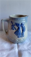 Antique stoneware jug with handle, molded Dutch
