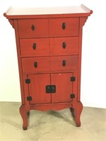 Asian Style Red Multi Compartment Jewelry Cabinet