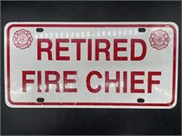 Retired Fire Chief Metal License Plate