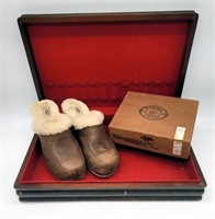 Ugg Cloggs Sz 8, Wooden Cigar Box & Flatware Box