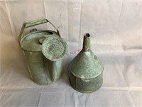Galvanized Tin Watering Can & Funnel