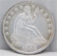 1848 Seated Liberty Half Dollar.