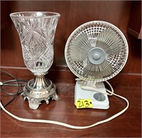 Small Fan & Decorative Table Lamp Lot