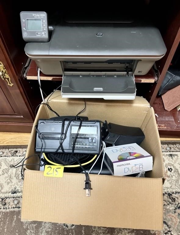 HP Deskjet Printer Lot with Box of Misc Items