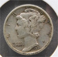 1936-S Mercury Silver Dime.