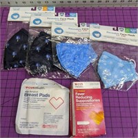 Lot of reusable mask various sizes, breast pads,