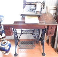 Vintage Singer treadle base sewing machine and