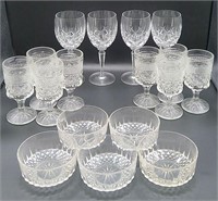 17pc "Normandy" Pattern Cut Crystal Glassware