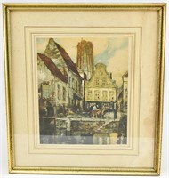 R. Migini 'La Tour de Malines' Signed Litho