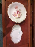 FireKing divided dish and rose plate