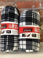(2) New 12v Heated Travel Blankets