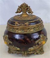 Footed Embellished Trinket Box w/Finial Lid