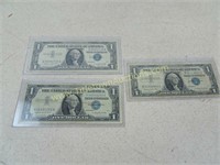 Lot of 3 1957A $1 Silver Certificates