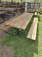 8ft Wooden Top / Metal Frame Picnic Table