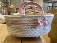 Baby Changing Basket  pink and white