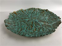 Vintage Turquoise & Goldtone Glass Serving