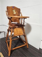 EL Thompson Vintage/Antique Wood High Chair