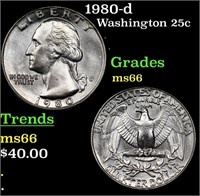 1980-d Washington Quarter 25c Grades GEM+ Unc