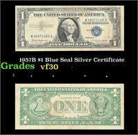 1957B $1 Blue Seal Silver Certificate Grades vf++