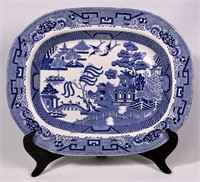 Willow ware platter - Warranted stone china mark,