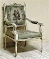 Louis XVI Style Painted Oak Chair.