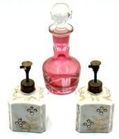 (3) Vintage Glass and Ceramic Perfume Bottles