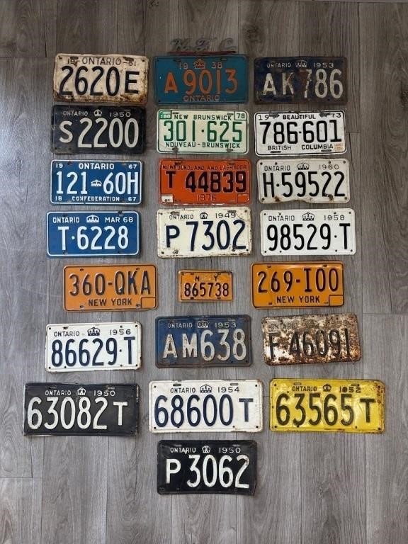 Large Collection of Vintage License Plates