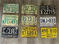 Nine Pairs of Vintage Provincial License Plates