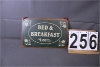 Metal Sign Bed & Breakfast 8" X 12.5"