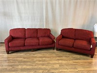 Red Upholstered Sofa & Loveseat with Tags