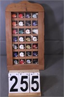 Display Cabinet W/ NFL Helmets  22" T X 12" W