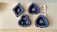 Wedgwood  Dark Blue, (4)Pieces, Heart,