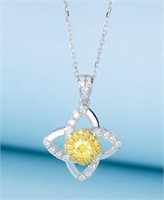 Natural Yellow Diamond Pendant 18K Gold