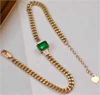 1.2ct Natural Emerald Bracelet 18K Gold