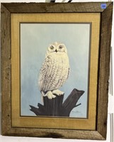 Vintage Owl Print - "snow Owl"