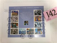 US STAMP SHEET "TO FORM A MORE PERFECT UNION" CA