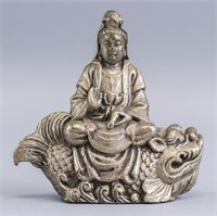 Chinese Silver-plated Guanyin on Fish